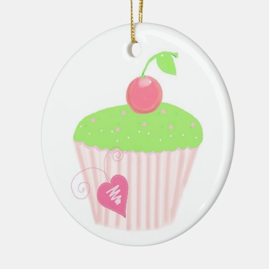 Süßer Limoner Cupcake Keramik Ornament (Links)