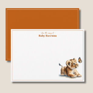 Süßer Löwe Burnt Orange Chic Kinderzimmer Dankesch Mitteilungskarte