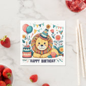 Süßer Löwe Geburtstags-Partyhut Serviette (Beispiel)