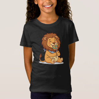 Süßer Löwe mit Lutscher Kawaii Cartoon Löwe Desi T-Shirt