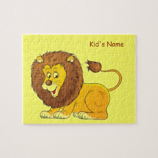 Süßer Löwe Personalisierter Name Kinder Puzzle (Horizontal)