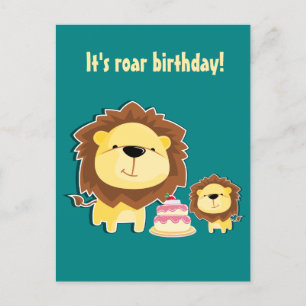 Süßer Löwe und Baby-Löwe Kindergeburtstag Postkarte