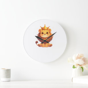 Süßer Löwenkönig [Produkt] Kawaii-Krone Tiergesche Große Wanduhr