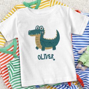 Süßer lustiger Baby-Alligator personalisiert Baby T-shirt