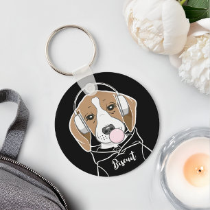 Süßer lustiger Beagle-Hund mit Bubble-Gum Schlüsselanhänger