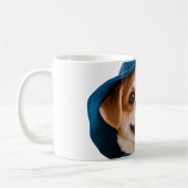 Süßer lustiger blauer Hut glücklicher Hund Kaffeetasse (Links)