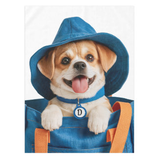 Süßer lustiger blauer Hut glücklicher Hund Tischdecke