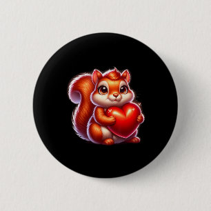 Süßer lustiger Eichhörnchen umarmt Herz Valentinst Button