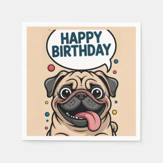 Süßer lustiger Mops-Hund Alles Gute zum Geburtstag Serviette