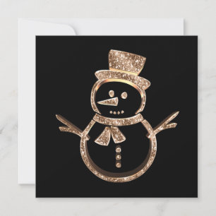 Süßer lustiger Schneemann moderne schwarze und gol Feiertagskarte