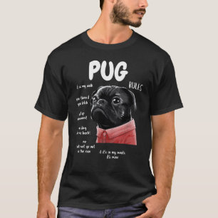Süßer lustiger schwarzer Mops-Hund beherrscht Gesc T-Shirt