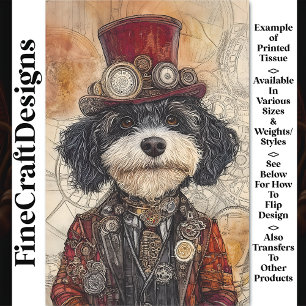 Süßer lustiger Steampunk Schwarz-Weiß-Hund AB6 Dec Seidenpapier