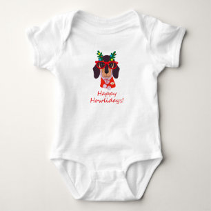 Süßer lustiger Weihnachts-Dachshund-Hund Fröhliche Baby Strampler