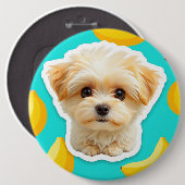 Süßer lustiger Welpe mit Banane Pup auf Button (Vorne & Hinten)
