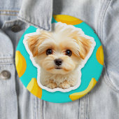 Süßer lustiger Welpe mit Banane Pup auf Button (Beispiel)