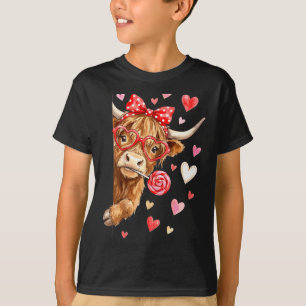 Süßer Lutscher Highland-Kuh Valentinstag Herz Su T-Shirt