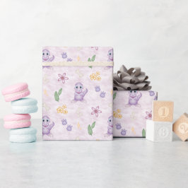 Süßer Mädchenhafter Lila Dino Geburtstag Dinosauri Geschenkpapier