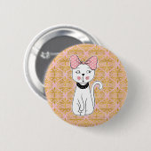 Süßer Mädchenkatzenmagnet Button (Vorne & Hinten)