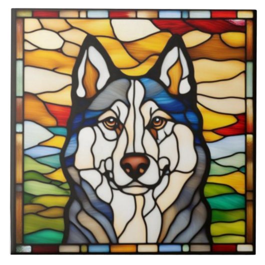 Süßer Malamute-Dekorationskeramikfliese Fliese (Vorderseite)