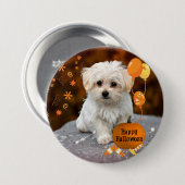 Süßer Malteser-Welpe feiert Halloween Button (Vorne & Hinten)