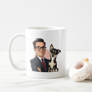Süßer Mann und Chihuahua-Hund Cartoon-Portrait Kaf Kaffeetasse