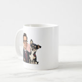 Süßer Mann und Chihuahua-Hund Cartoon-Portrait Kaf Kaffeetasse (Vorderseite Links)