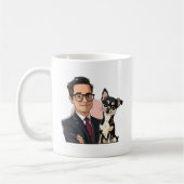 Süßer Mann und Chihuahua-Hund Cartoon-Portrait Kaf Kaffeetasse (Links)