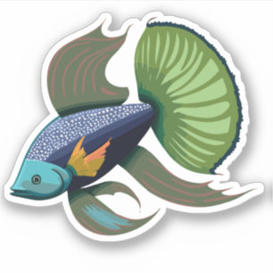 Süßer männlicher Beta-Fisch-Cartoon-Charakter Aufkleber