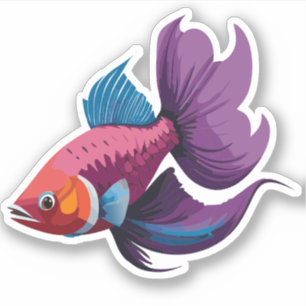 Süßer männlicher Beta-Fisch-Cartoon-Charakter Aufkleber