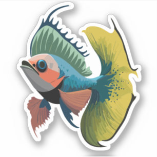 Süßer männlicher Beta-Fisch-Cartoon-Charakter Aufkleber