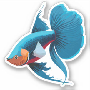 Süßer männlicher Beta-Fisch-Cartoon-Charakter Aufkleber