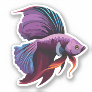 Süßer männlicher Beta-Fisch-Cartoon-Charakter Aufkleber