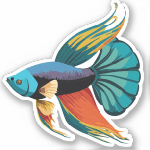 Süßer männlicher Beta-Fisch-Cartoon-Charakter Aufkleber