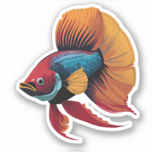 Süßer männlicher Beta-Fisch-Cartoon-Charakter Aufkleber