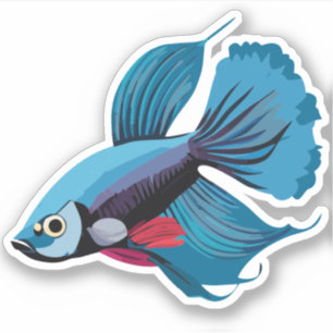 Süßer männlicher Beta-Fisch-Cartoon-Charakter Aufkleber