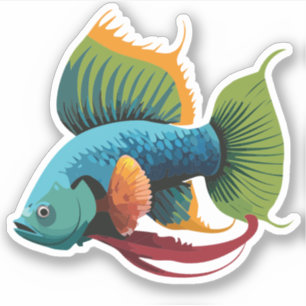 Süßer männlicher Beta-Fisch-Cartoon-Charakter Aufkleber