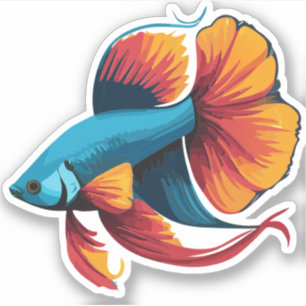Süßer männlicher Beta-Fisch-Cartoon-Charakter Aufkleber