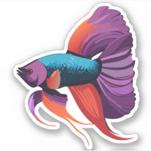 Süßer männlicher Beta-Fisch-Cartoon-Charakter Aufkleber
