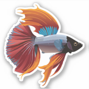 Süßer männlicher Beta-Fisch-Cartoon-Charakter Aufkleber