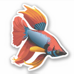Süßer männlicher Beta-Fisch-Cartoon-Charakter Aufkleber