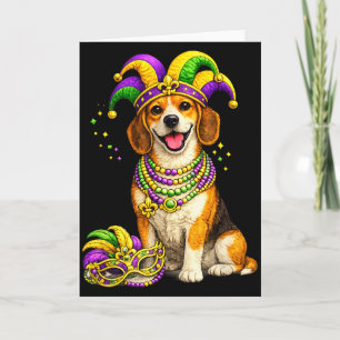 Süßer Mardi Gras Beagle Hund  Karte