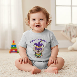 Süßer Mardi Gras Welpe Benutzerdefinierter Text Baby T-shirt