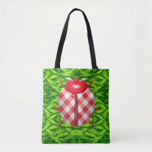 Süßer Marienkäfer im Gras Gingham-Karo Tasche