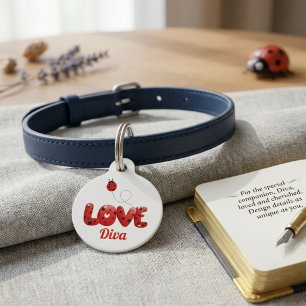 Süßer Marienkäfer "LIEBE" personalisierter Hunde-  Haustiermarke