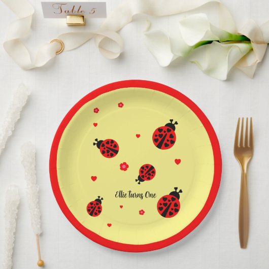 Süßer Marienkäfer Pappteller (Hochzeit)
