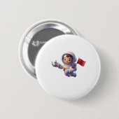 Süßer marokkanischer Astronaut Kawaii 3D-Aufkleber Button (Vorne & Hinten)