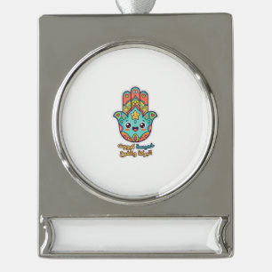 Süßer marokkanischer Kawaii-Hamsa-Hamsa-Hand-Aufkl Banner-Ornament Silber