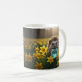 Süßer März-Igel mit Aquamarin-Herz Kaffeetasse (VorderseiteRechts)