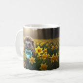Süßer März-Igel mit Aquamarin-Herz Kaffeetasse (Vorderseite Links)