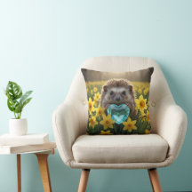 Süßer März-Igel mit Aquamarin-Herz